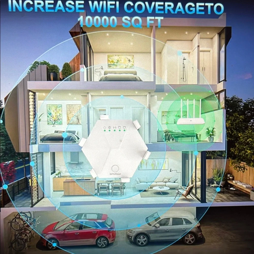 White WiFi Range Extender Wireless Network Booster - Picture 6 of 7
